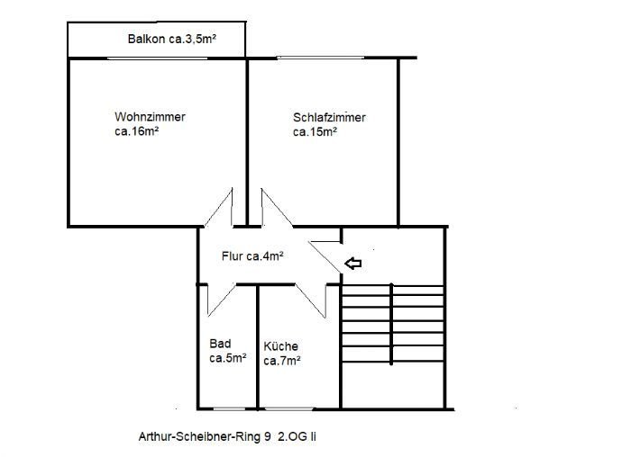 Wohnung zum Kauf als Kapitalanlage geeignet 28.000 € 2 Zimmer 47,4 m²<br/>Wohnfläche Arthur-Scheibner-Ring Nr.9 Mücheln Mücheln (Geiseltal) 06249