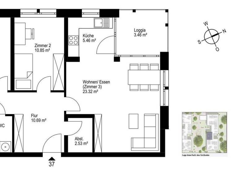 Wohnung zum Kauf - Erstbezug provisionsfrei 588.000 € 3 Zimmer 77 m² 3. Geschoss Haslach Freiburg 79115