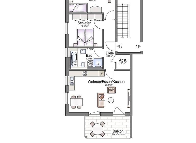 Wohnung zum Kauf provisionsfrei 449.900 € 3 Zimmer 74,6 m² 1. Geschoss frei ab sofort Eichenweg 4 Weil 86947