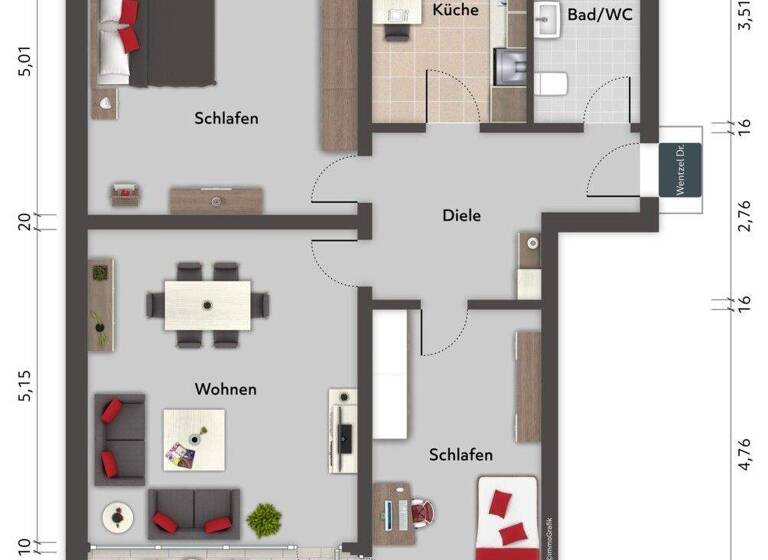 Terrassenwohnung zum Kauf provisionsfrei 299.000 € 3 Zimmer 85 m² EG Oststeinbek 22113