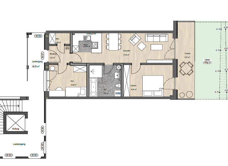Wohnung zur Miete - Neubau 1.295 € 3 Zimmer 73,2 m²<br/>Wohnfläche EG<br/>Geschoss Großberg Pentling 93080