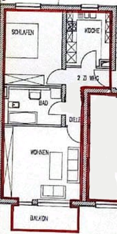 Wohnung zur Miete 950 € 2 Zimmer 60 m² 2. Geschoss Daxlanden - Daxlanden - Ost Karlsruhe 76189