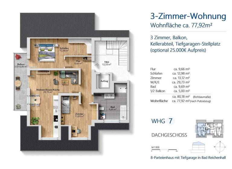 Wohnung zum Kauf - Erstbezug provisionsfrei 491.000 € 3 Zimmer 77,9 m² 2. Geschoss Bad Reichenhall 83435