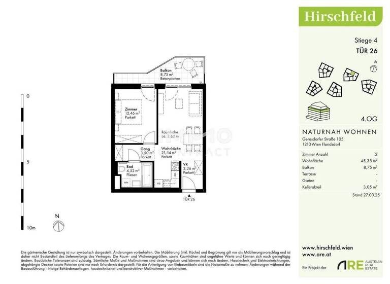 Wohnung zum Kauf - Erstbezug provisionsfrei 289.500 € 2 Zimmer 45,4 m² Wien 1210