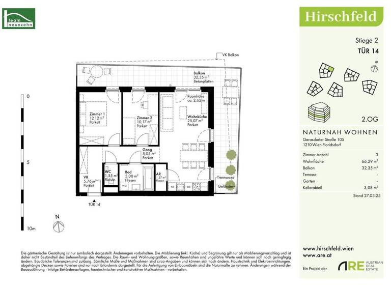 Wohnung zum Kauf - Erstbezug provisionsfrei 384.900 € 3 Zimmer 66,3 m² 2. Geschoss Gerasdorfer Straße 105 Wien 1210
