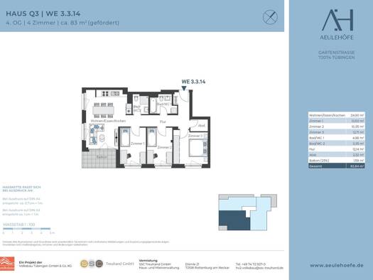 Wohnung zur Miete 1.477 € 4 Zimmer 84,4 m² 4 Geschosse frei ab sofort Gartenstraße 219 Innenstadt Tübingen 72074