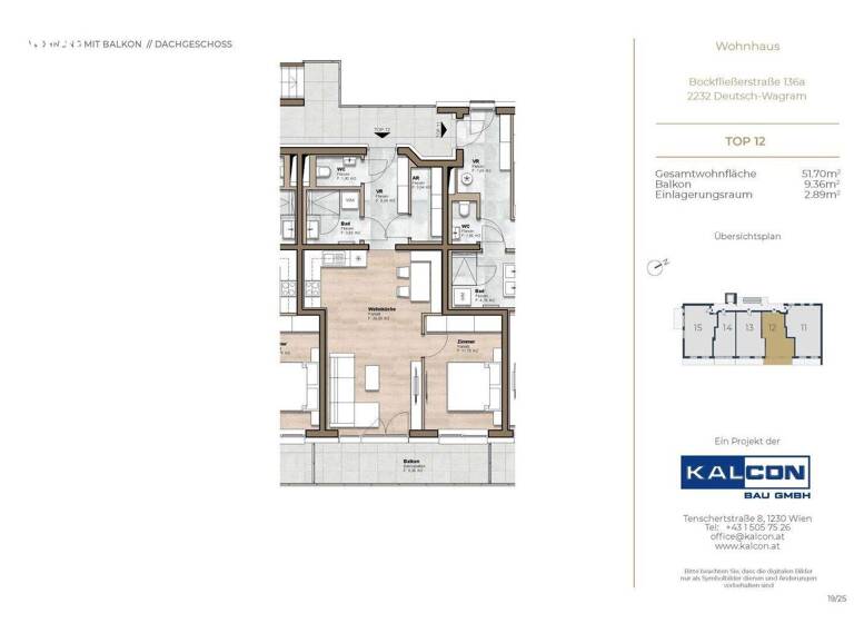 Wohnung zum Kauf - Erstbezug 276.000 € 2 Zimmer 51,7 m² 2. Geschoss Bockfließerstraße 136A Deutsch-Wagram 2232