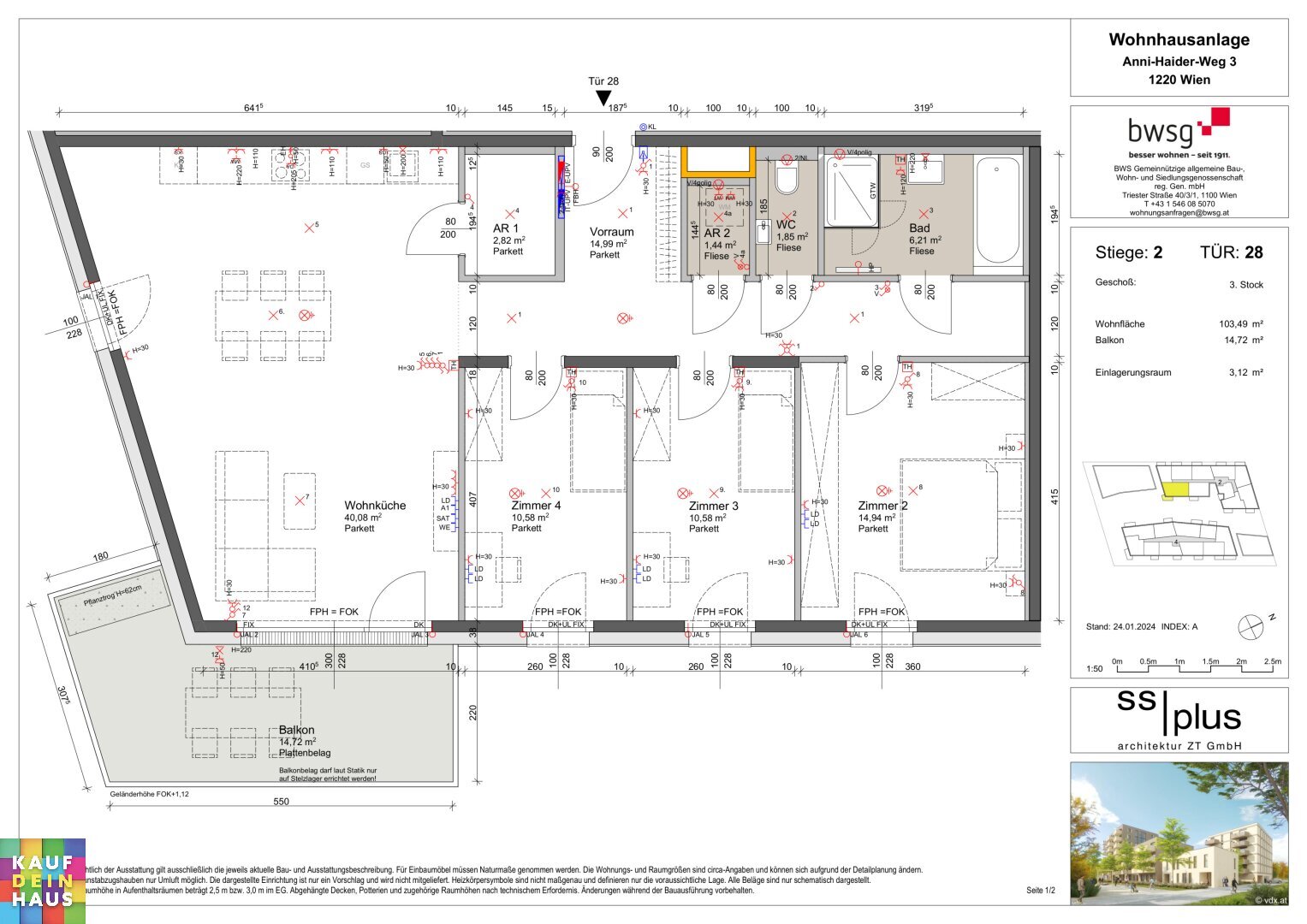 Wohnung zur Miete 1.139 € 4 Zimmer 103,5 m²<br/>Wohnfläche Anni-Haider-Weg 3 Wien 1220