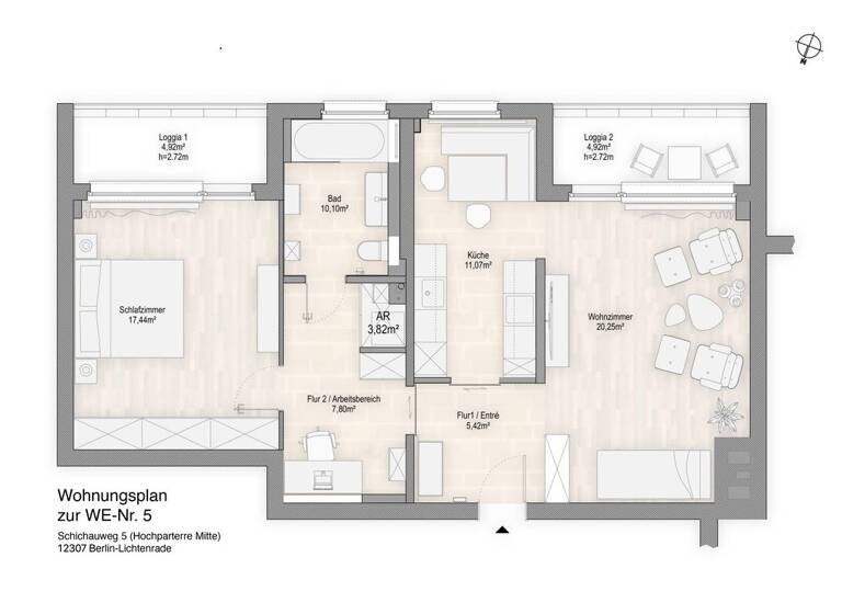 Wohnung zur Miete 1.560 € 2,5 Zimmer 75 m² Geschoss EG/3 frei ab sofort Schichauweg 5 Lichtenrade Berlin 12307
