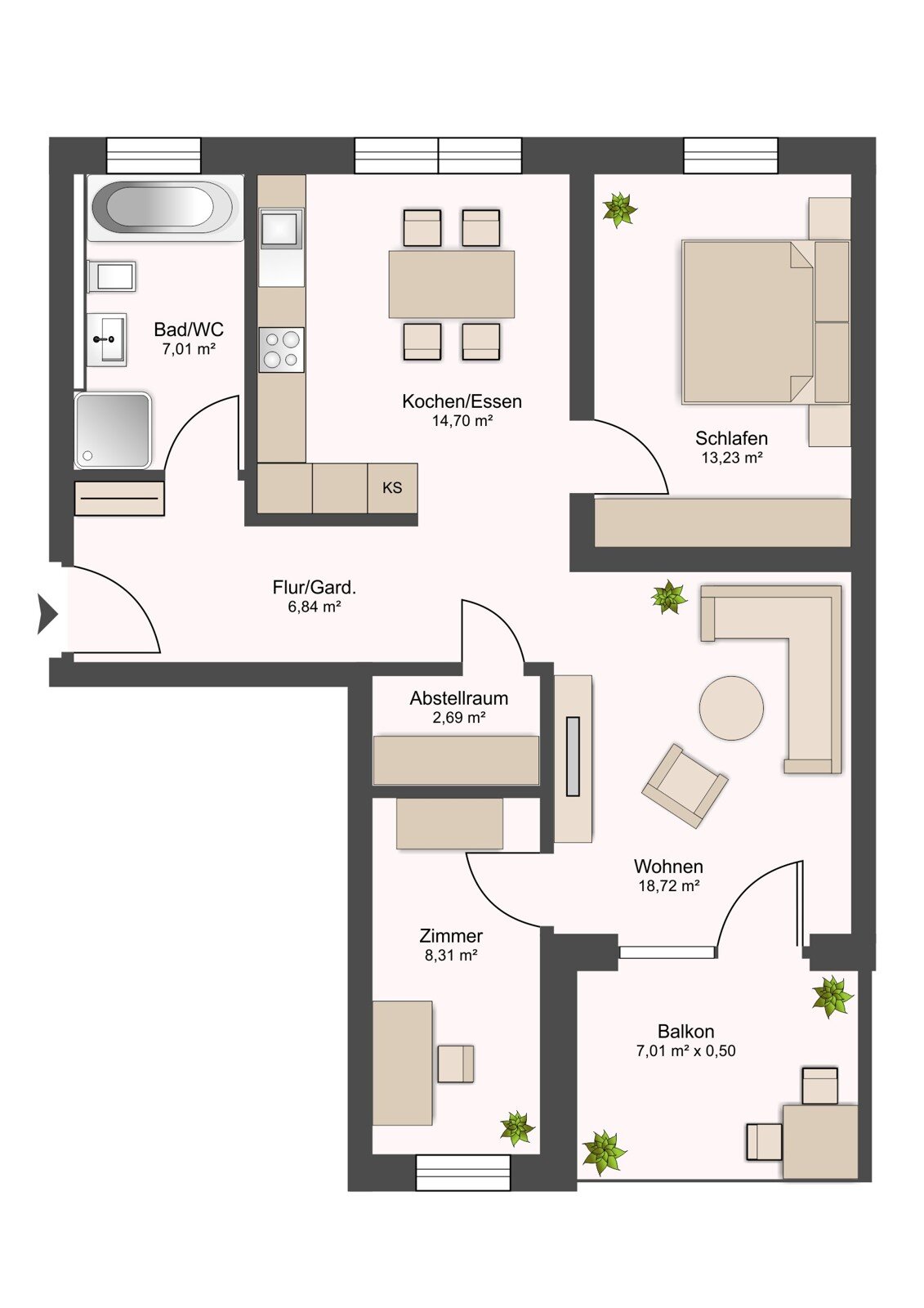 Wohnung zum Kauf 349.000 € 3 Zimmer 76 m²<br/>Wohnfläche Hessental Schwäbisch Hall 74523