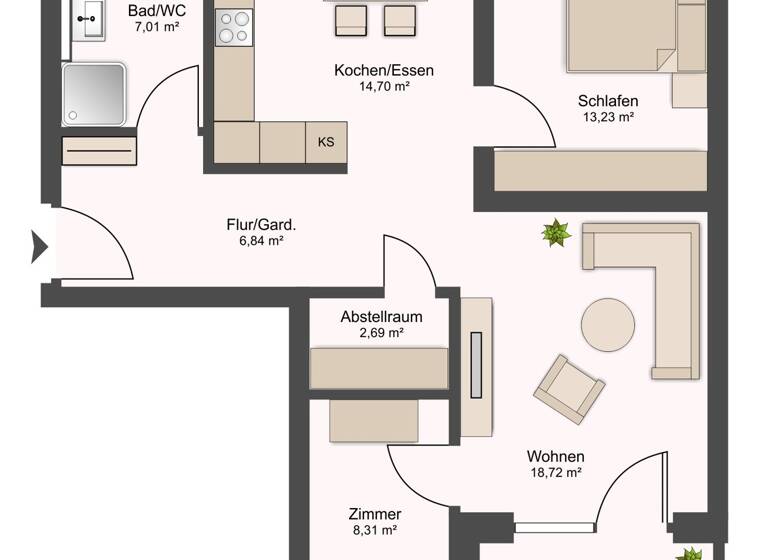 Wohnung zum Kauf 319.000 € 3 Zimmer 76 m²<br/>Wohnfläche 1.<br/>Geschoss Hessental Schwäbisch Hall 74523