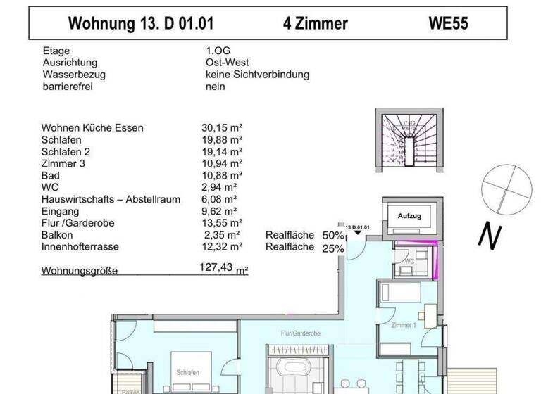 Wohnung zum Kauf - Erstbezug provisionsfrei 446.000 € 4 Zimmer 127,4 m² 1. Geschoss Gaarden-Ost Kiel 24143