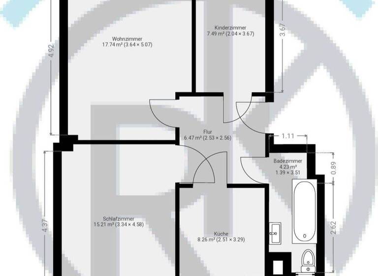 Wohnung zur Miete 557 € 3 Zimmer 64 m² 2. Geschoss frei ab sofort Geseniusstraße 9 Innenstadt Halle 06110