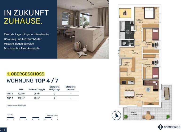 Wohnung zum Kauf - Erstbezug 463.800 € 4 Zimmer 102 m² Eferdingerstraße 31-33 Wilhering 4073
