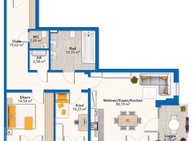 Wohnung zur Miete - Erstbezug 1.050 € 3 Zimmer 91,7 m² 1. Geschoss Landau 94405