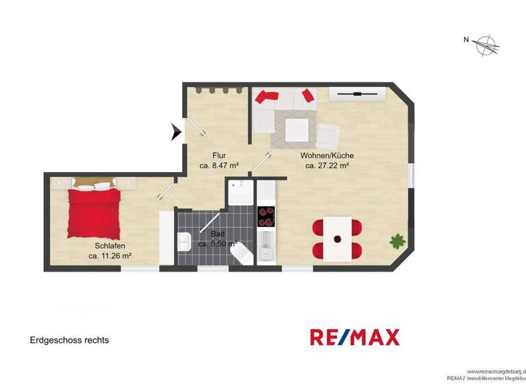 Wohnung zur Miete 480 € 2 Zimmer 54 m² EG Glindenberg 39326