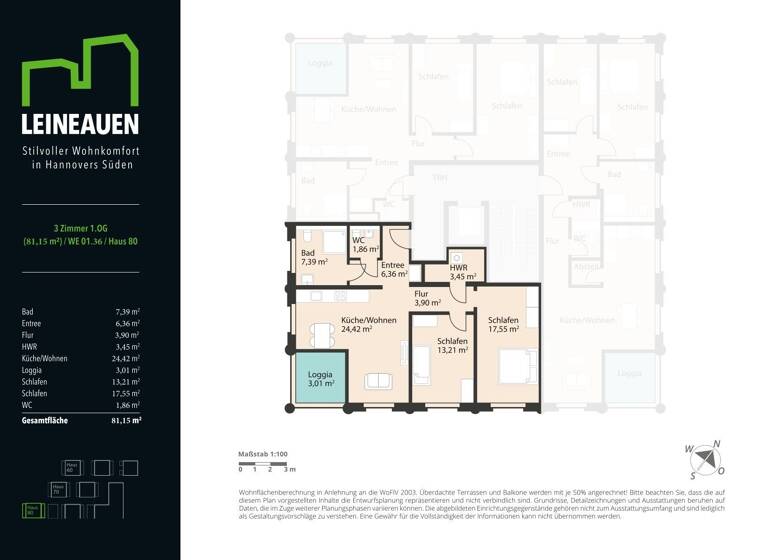 Wohnung zum Kauf provisionsfrei 454.440 € 3 Zimmer 81,2 m²<br/>Wohnfläche 1.<br/>Geschoss Hildesheimer Straße 448 Wülfel Hannover 30519