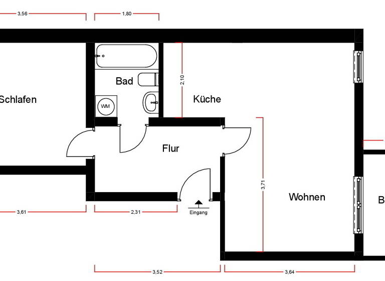 Wohnung zur Miete 375 € 2 Zimmer 50 m² 3. Geschoss frei ab sofort Kreuzerstraße 8 Silberhöhe Halle (Saale) 06132