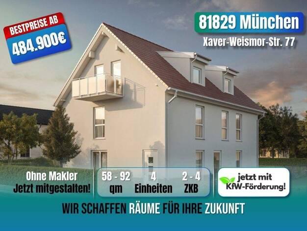 Wohnung zum Kauf - Neubau provisionsfrei als Kapitalanlage geeignet 749.900 € 4 Zimmer 92 m² Xaver-Weismor-Str. 77 Trudering-Riem München 81829