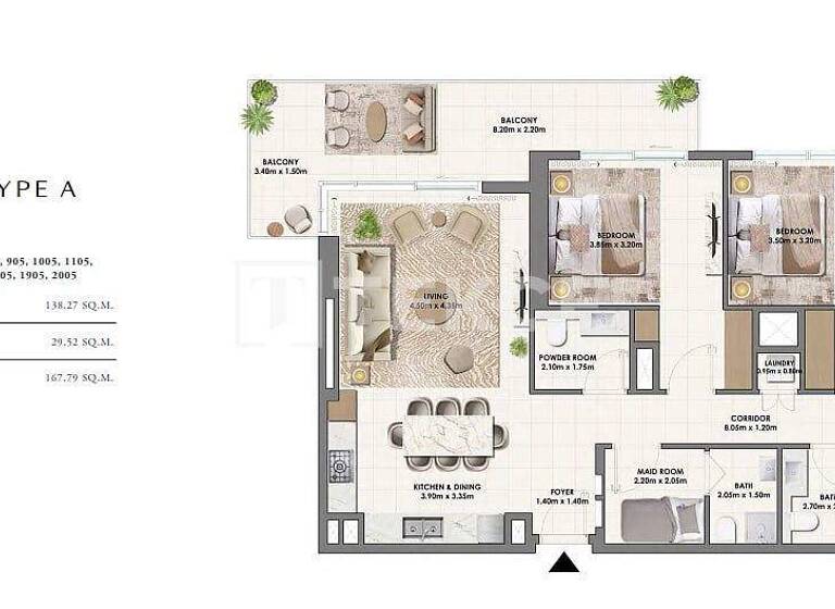 Wohnung zum Kauf 1.075.000 € 4 Zimmer 180 m² 12. Geschoss Dubai