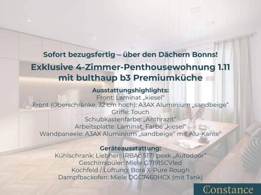 Penthouse zum Kauf - Erstbezug 1.650.000 € 4 Zimmer 138,2 m² 5. Geschoss Bonn 53115
