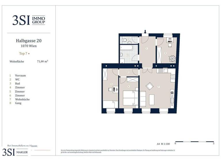 Wohnung zum Kauf - Erstbezug 599.000 € 4 Zimmer 71 m² 1. Geschoss Halbgasse 20 Wien 1070