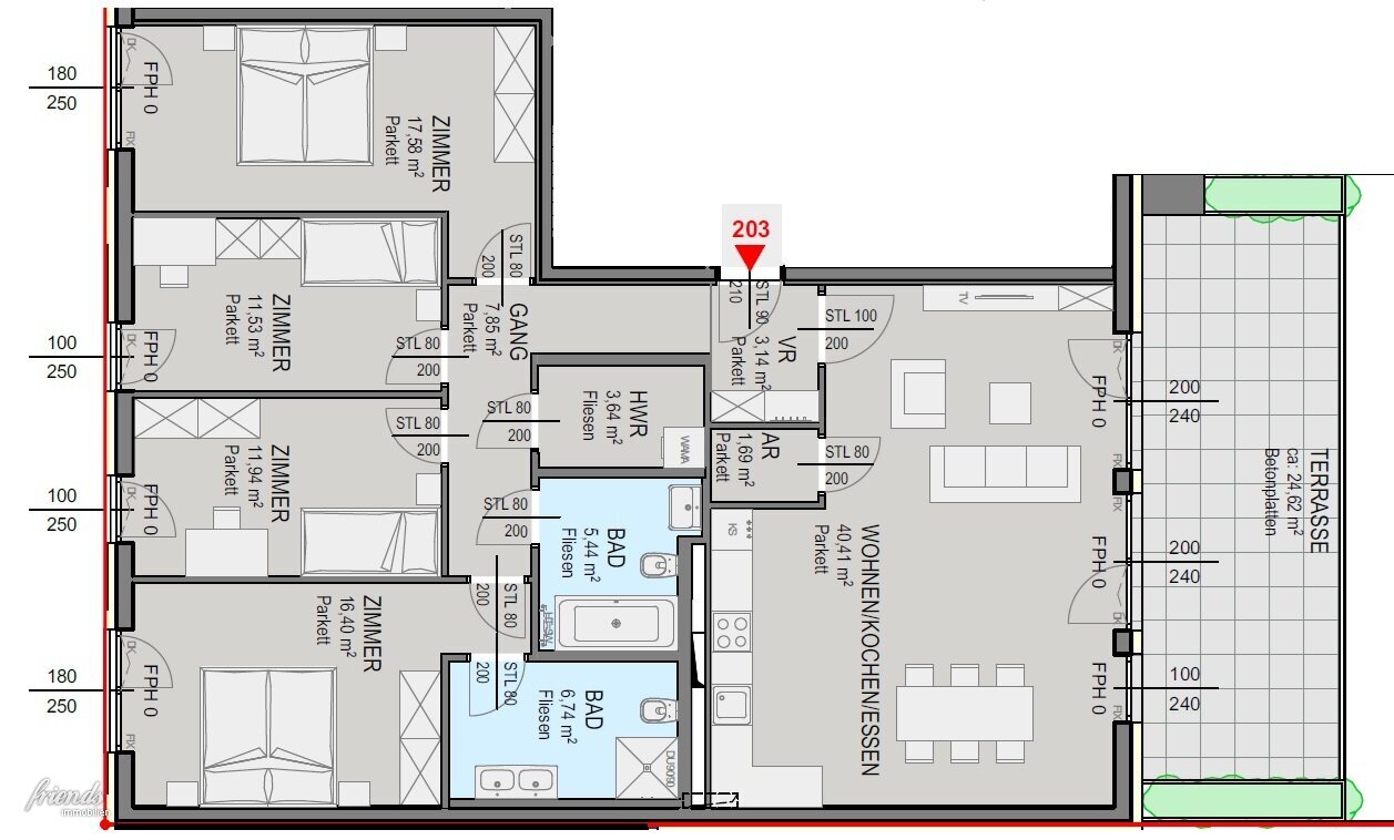 Wohnung zum Kauf provisionsfrei 604.800 € 5 Zimmer 126 m²<br/>Wohnfläche 1.<br/>Geschoss Badener Straße 1 Pfaffstätten 2511