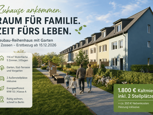 Reihenhaus zur Miete 1.800 € 5 Zimmer 114 m² 232 m² Grundstück frei ab 15.12.2026 Emilie-Fontane-Str. 16 Zossen Zossen 15806