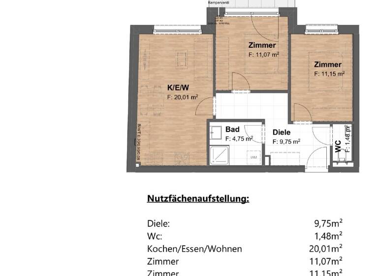 Wohnung zum Kauf - Erstbezug 389.900 € 3 Zimmer 58,3 m² EG Julius-Payer-Gasse 3/6 Wien, Donaustadt 1220