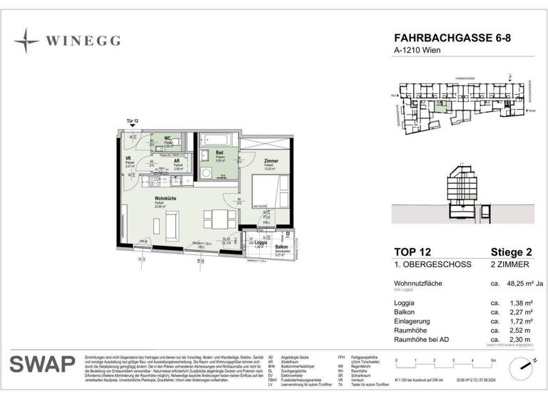 Wohnung zum Kauf - Erstbezug 295.900 € 2 Zimmer 48,3 m² 1. Geschoss Fahrbachgasse 6-8 Wien 1210