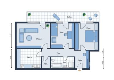 Wohnung zum Kauf 285.000 € 3 Zimmer 90 m² 5. Geschoss Blankenloch Stutensee 76297