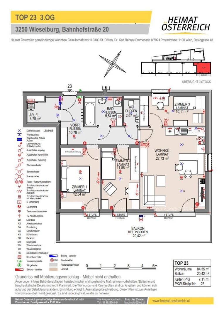 Wohnung zur Miete 949 € 4 Zimmer 84,4 m²<br/>Wohnfläche 3.<br/>Geschoss Bahnhofstraße Wieselburg 3250