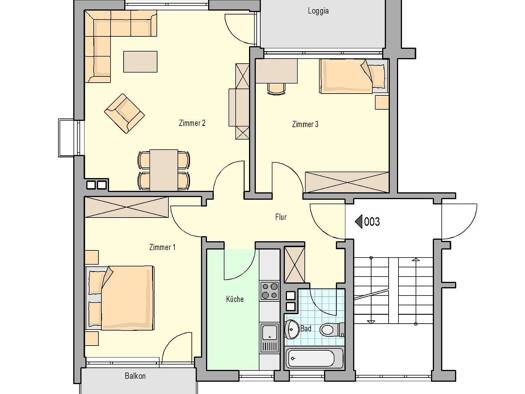 Wohnung zur Miete 560 € 3 Zimmer 76,1 m² 1. Geschoss frei ab 01.04.2026 Bitburg 54634