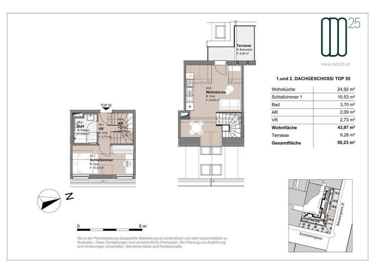 Wohnung zur Miete - Erstbezug 816 € 2 Zimmer 44 m² 5. Geschoss frei ab 01.07.2026 Odoakergasse 25 Wien 1160