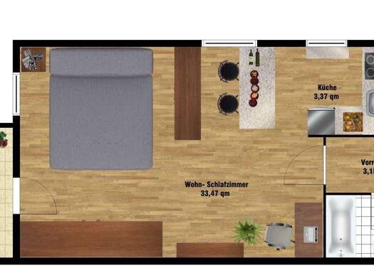 Wohnung zur Miete 610 € 1 Zimmer 46 m² EG Hauptstraße 61a Henndorf am Wallersee 5302