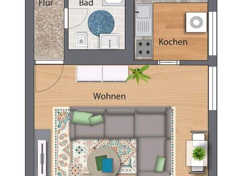 Wohnung zur Miete 519 € 2 Zimmer 58 m² 2. Geschoss Kastanienweg 15 Queis 06188