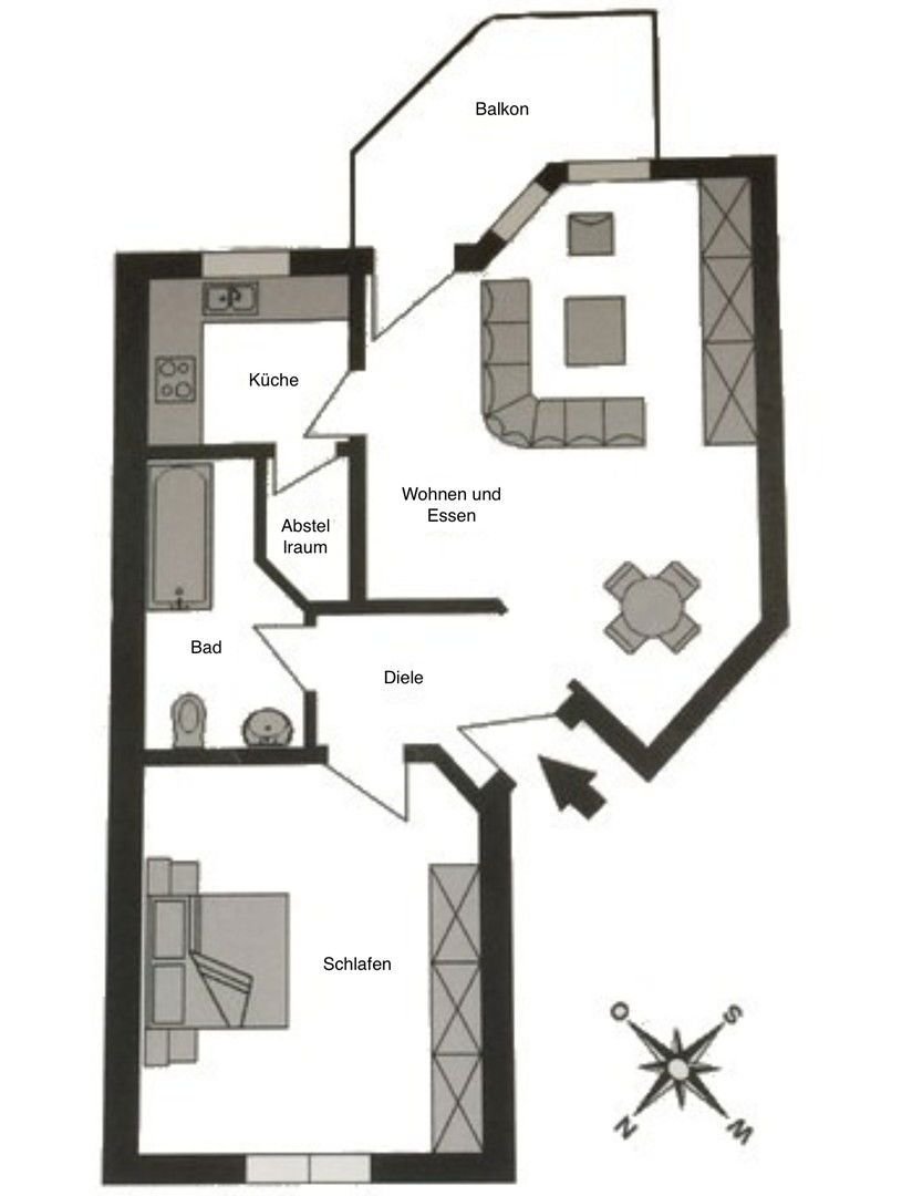 Wohnung zur Miete 470 € 2 Zimmer 55 m²<br/>Wohnfläche 1.<br/>Geschoss Günnigfeld Bochum 44866