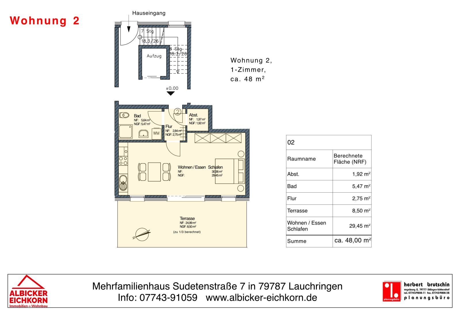 Wohnung zum Kauf provisionsfrei 210.700 € 1 Zimmer 48 m²<br/>Wohnfläche Unterlauchringen Unterlauchringen 79787