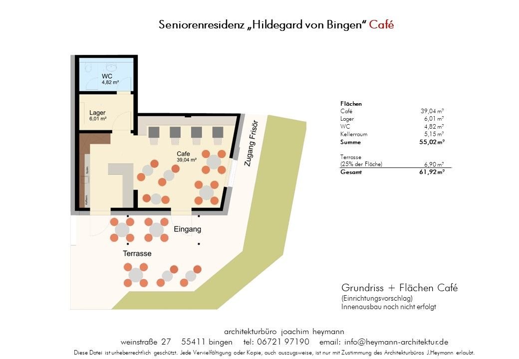 Café/Bar zur Miete provisionsfrei 930 € 62 m²<br/>Gastrofläche Veronastraße 3 Bingen Bingen am Rhein 55411