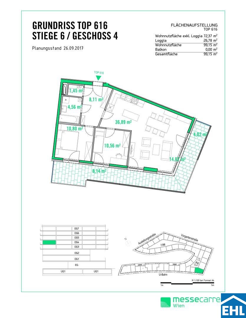 Wohnung zur Miete 1.192 € 3 Zimmer 72,4 m²<br/>Wohnfläche 4.<br/>Geschoss 01.03.2025<br/>Verfügbarkeit Ausstellungsstraße Wien 1020