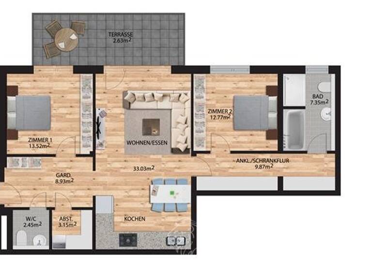 Wohnung zum Kauf - Erstbezug 335.000 € 3 Zimmer 93,7 m² EG Grünenwört Wertheim/Grünenwört 97877