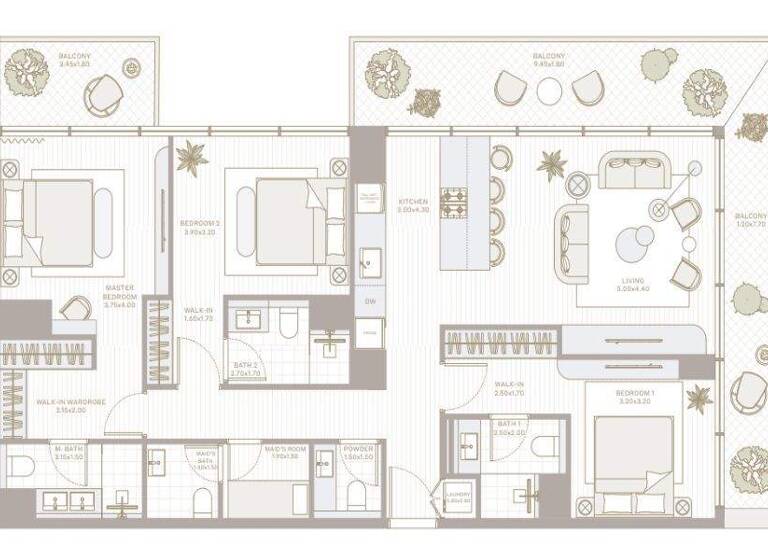 Wohnung zum Kauf - Erstbezug provisionsfrei 538.895 € 4 Zimmer 161,2 m² Dubai