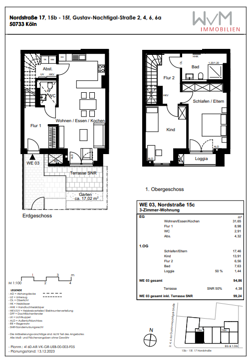 Wohnung zum Kauf provisionsfrei 719.900 € 3 Zimmer 99,2 m²<br/>Wohnfläche EG<br/>Geschoss Nordstraße 15c Nippes Köln 50733