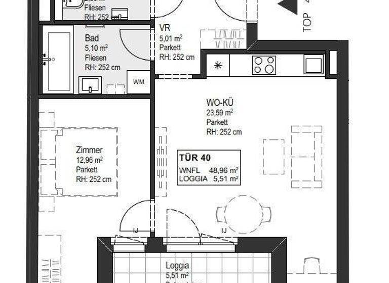 Wohnung zur Miete - Erstbezug 798 € 2 Zimmer 54,5 m² 4. Geschoss Wien 1150