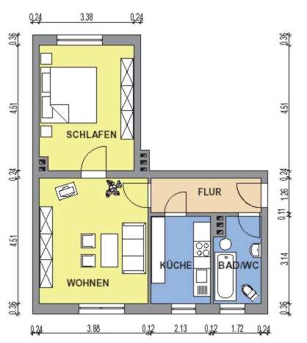 Studio zur Miete 240 € 2 Zimmer 48,2 m²<br/>Wohnfläche 1.<br/>Geschoss Eibau Kottmar  OT Eibau 02739