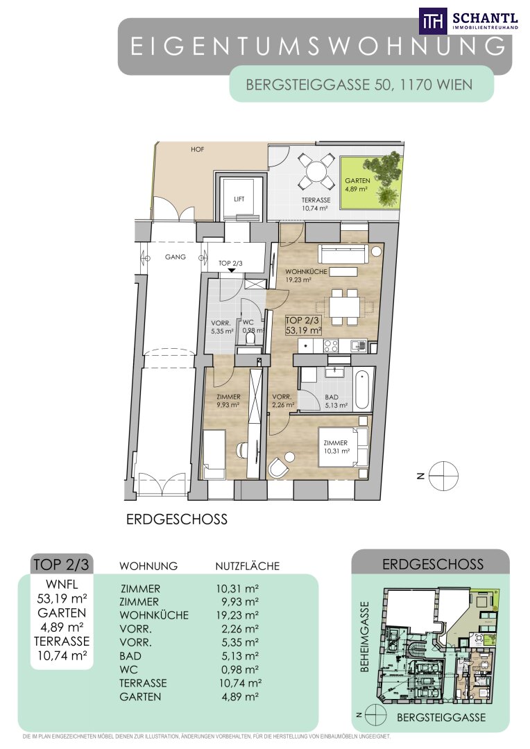 Wohnung zum Kauf 329.000 € 3 Zimmer 53,2 m²<br/>Wohnfläche EG<br/>Geschoss Bergsteiggasse Wien 1170