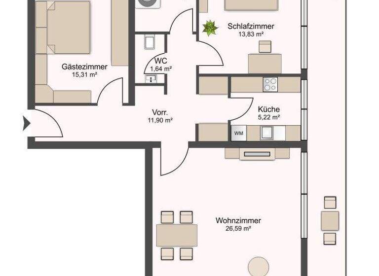 Wohnung zur Miete 1.435 € 3 Zimmer 80 m² 1. Geschoss frei ab 01.08.2026 Salzburg 5020