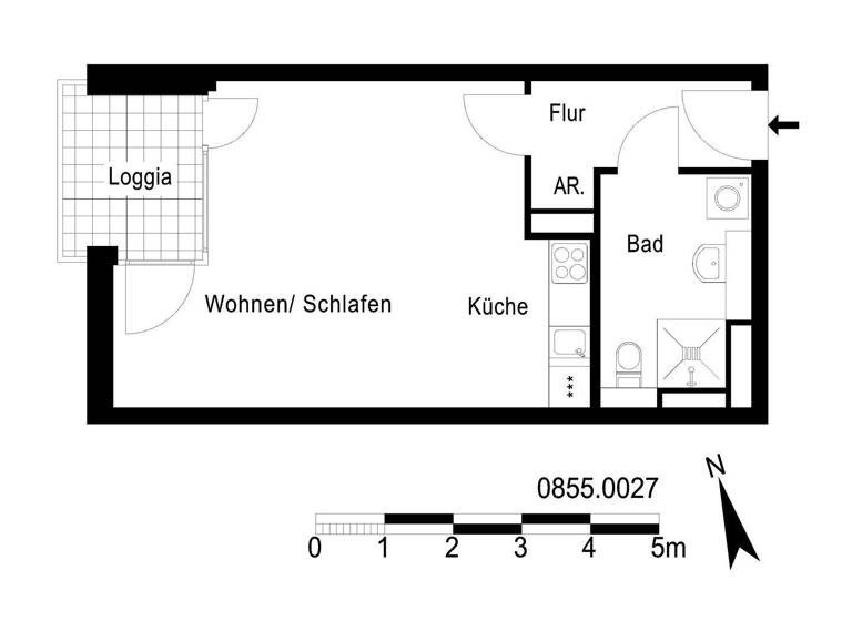 Studio zur Miete 689 € 1 Zimmer 39,5 m² 2. Geschoss Senftenberger Ring 45 Märkisches Viertel Berlin 13435