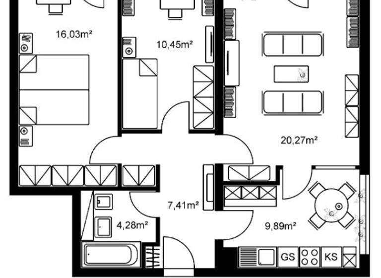 Wohnung zur Miete 862 € 3 Zimmer 72,6 m² 3. Geschoss frei ab 16.04.2026 Heinrich-Plett-Straße 1 Bonames Frankfurt am Main 60433