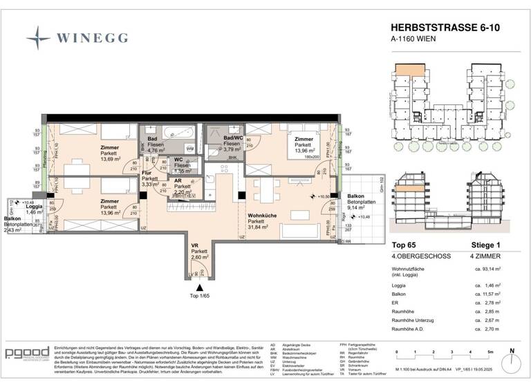 Wohnung zum Kauf - Erstbezug 738.200 € 4 Zimmer 91,7 m² 4. Geschoss Herbststraße 6-10 Wien 1160